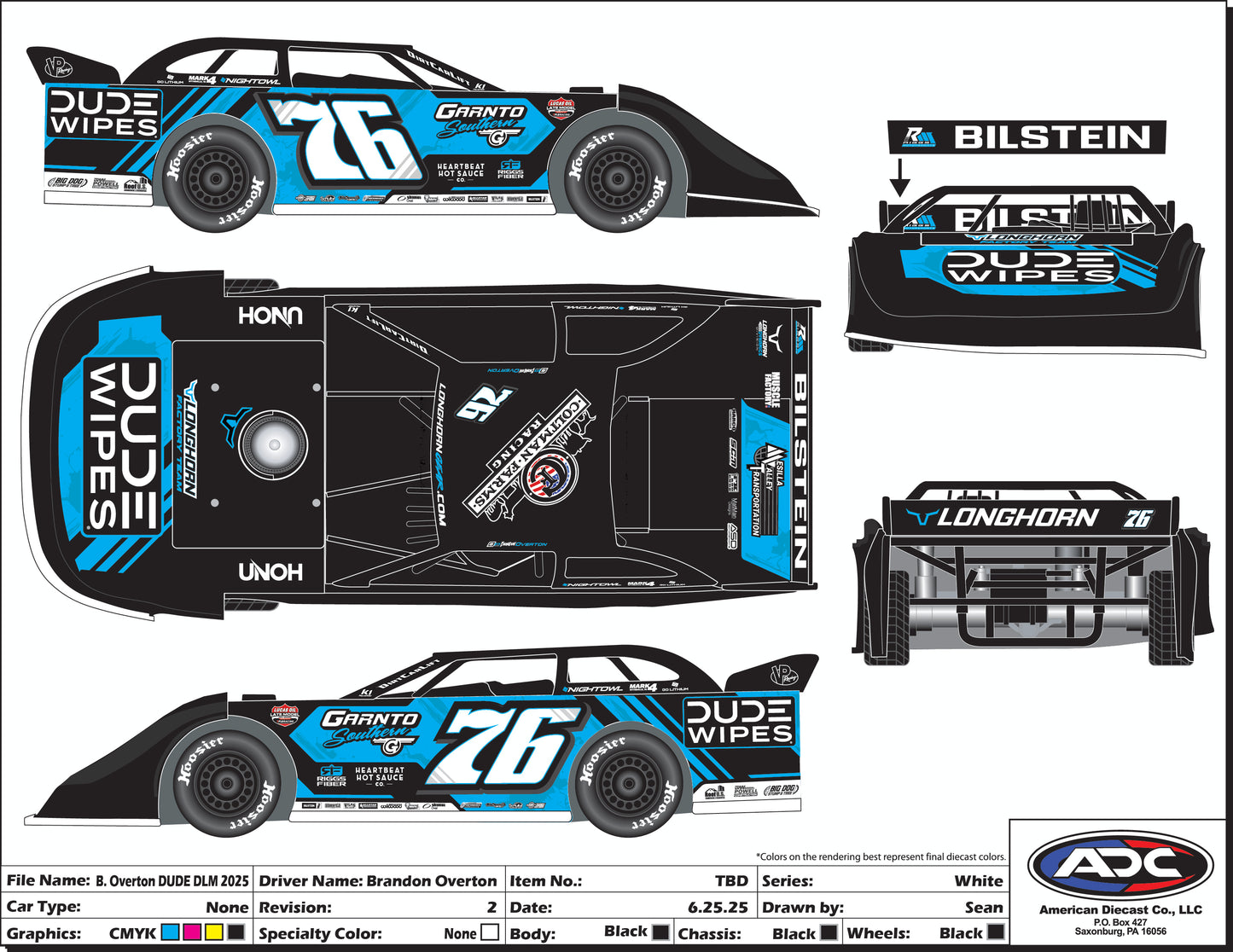 **PRE-ORDER** 2025 Brandon Overton 1:64 Dude Wipes Diecast
