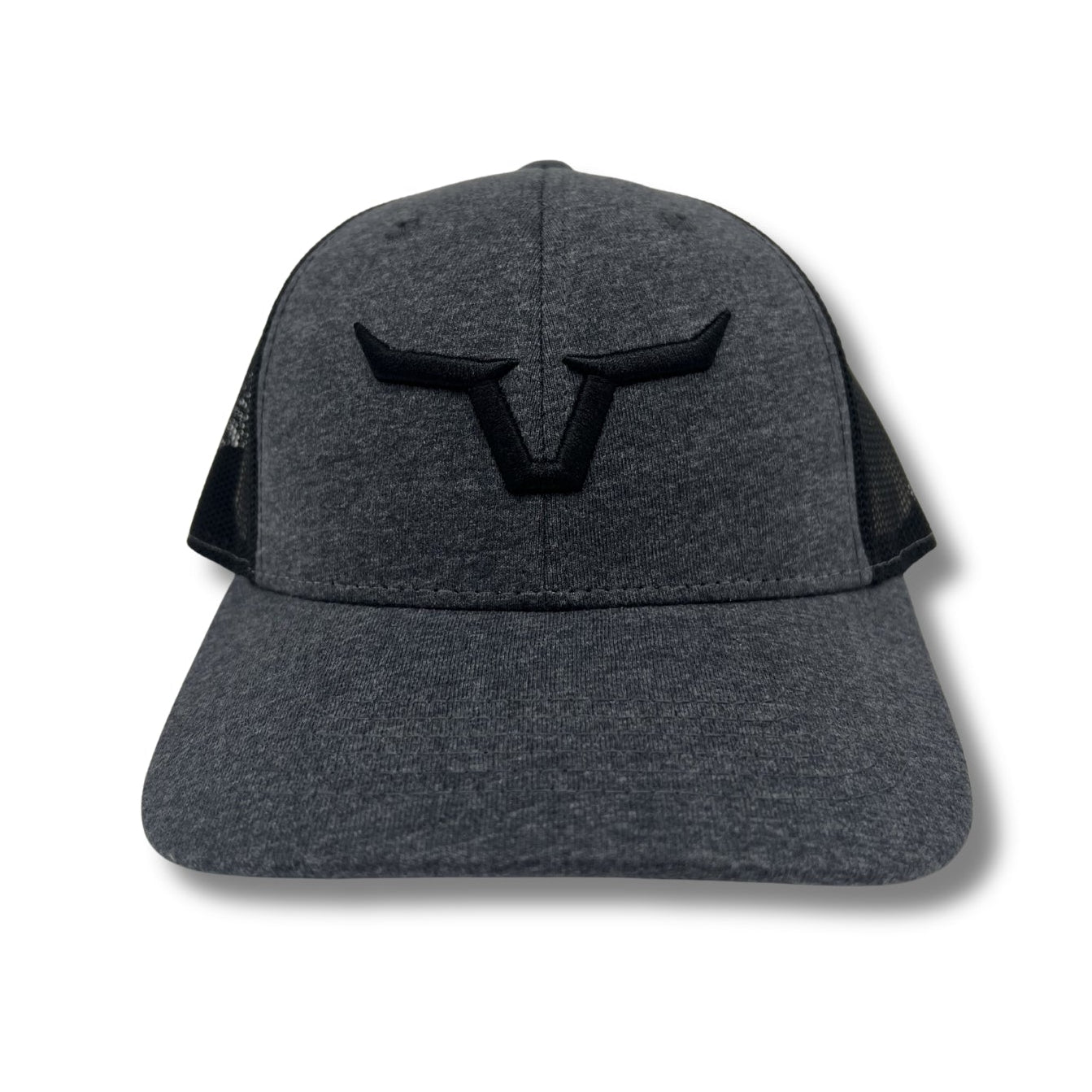 Heather Melange Puff 3-D Black Embroidered Hat