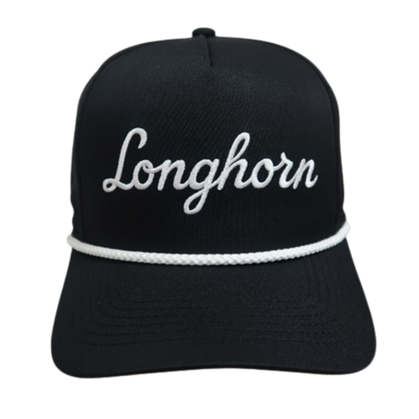 Black cap with 'Longhorn' text on a white background
