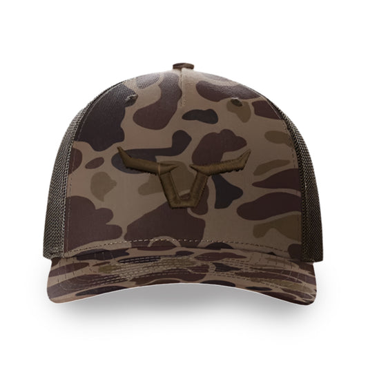 Horns Puff 3-D Bark Duck Camo/Brown Embroidered 112