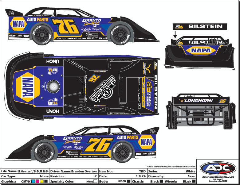 2025 Brandon Overton 1:24 Napa Diecast