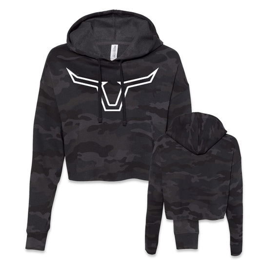 Camo Crop Simple Horns Hoodie