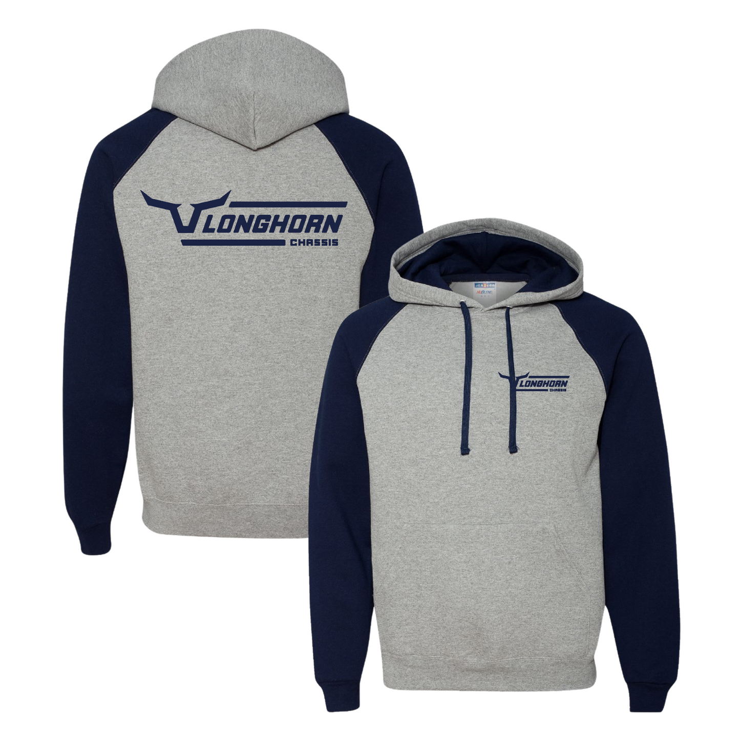 Longhorn Chassis Horizontal 2.0 Logo Grey/Navy Hoodie