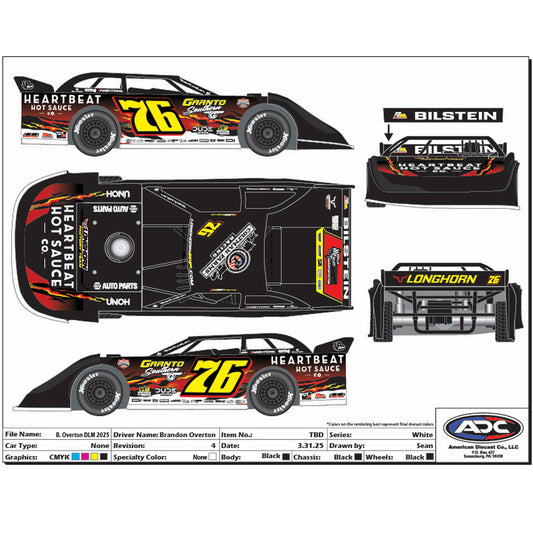 2025 Brandon Overton 1:24 Heartbeat Hot Sauce Diecast