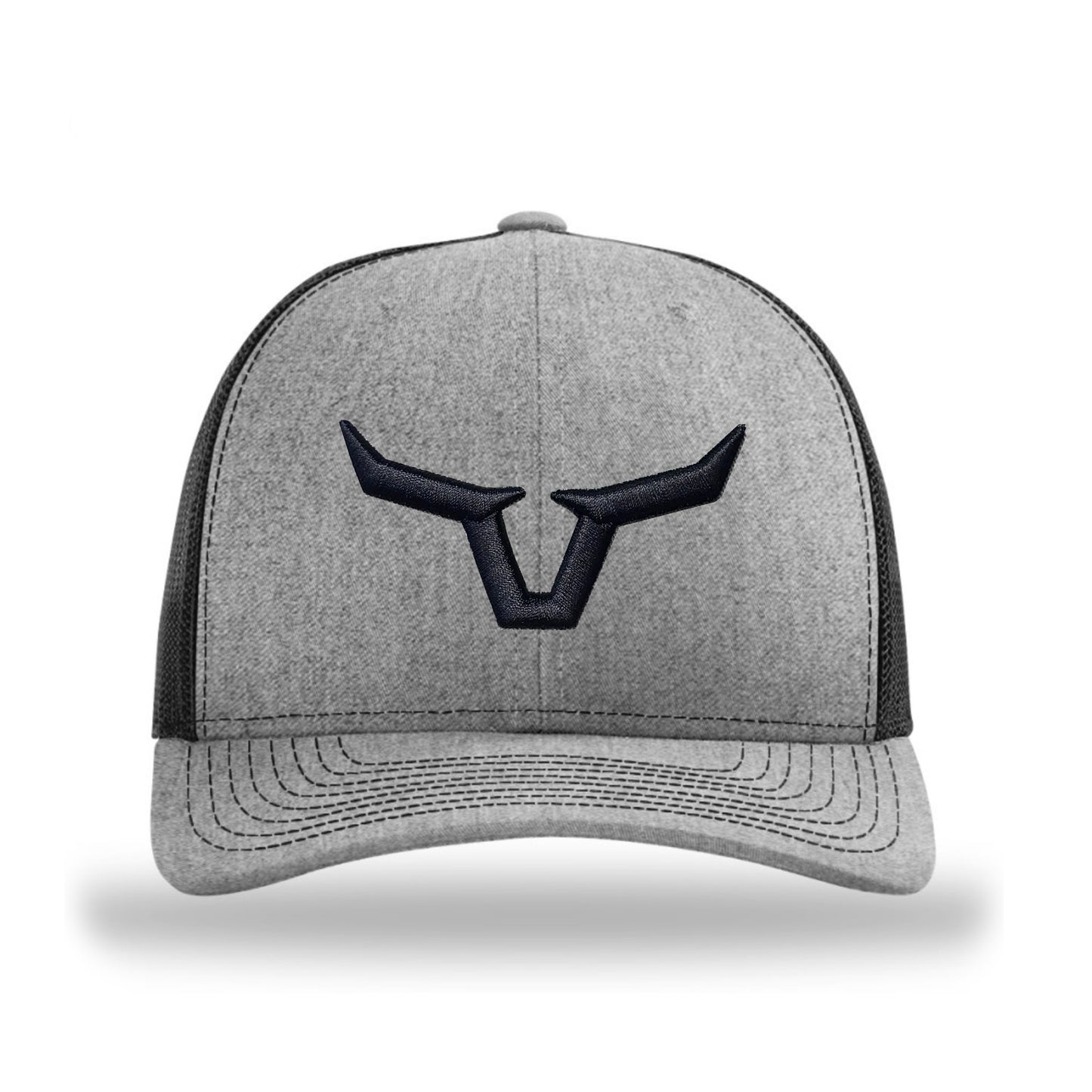 Horns Puff 3-D Heather Grey/Black Embroidered 112