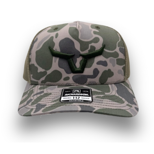 Horns Puff 3-D Marsh Duck Camo/Loden Embroidered 112