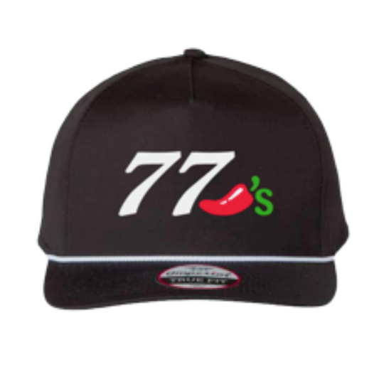 Black cap with '77's' logo